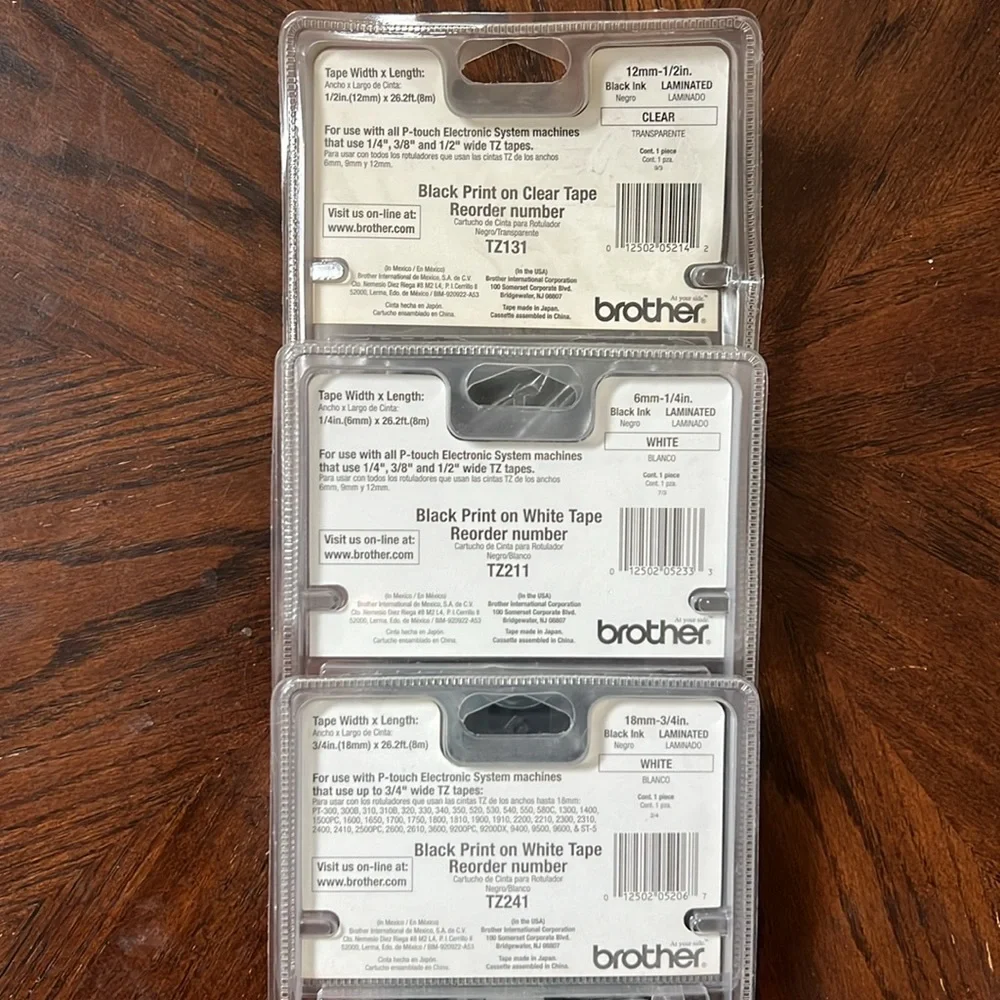 Brother P-Touch TZ Tape Lot of 3